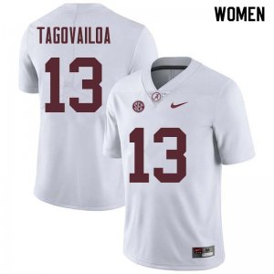 NCAA Women's Alabama Crimson Tide #13 Tua Tagovailoa Stitched College Nike Authentic White Football Jersey YI17R57MR